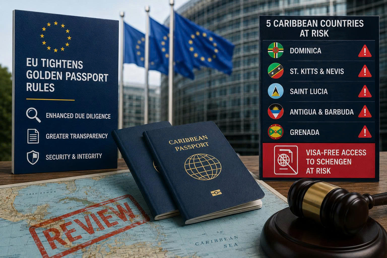 EU Siết Golden Passport Caribbean: 5 Quốc Gia Có Nguy Cơ Mất Miễn Visa Schengen